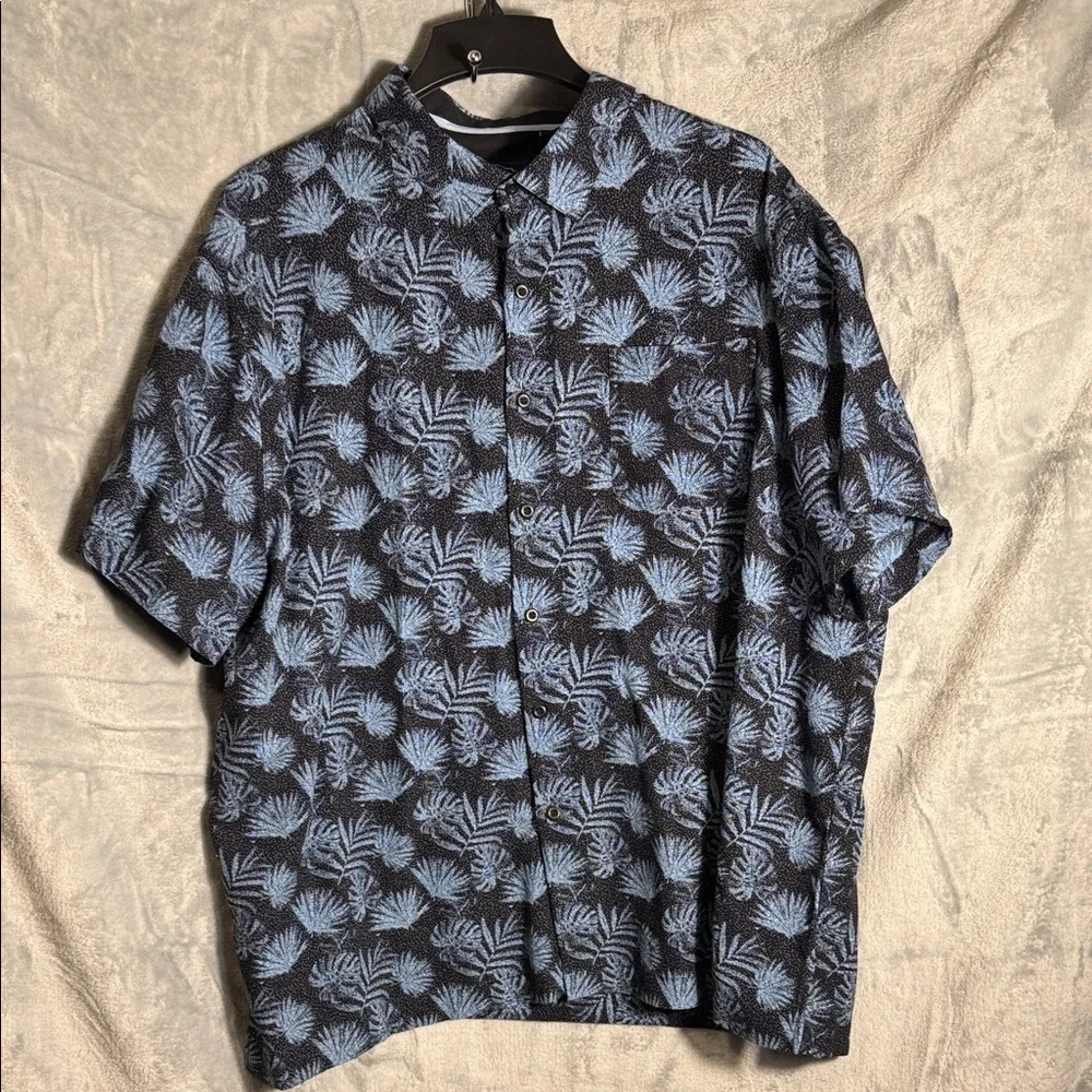 Nat Nast Men's XXL shirt Black Blue Patterned‎ silk cotton blend button